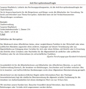 11 Eisenach - HP Antikorruptionsbeauftragte - Auszug