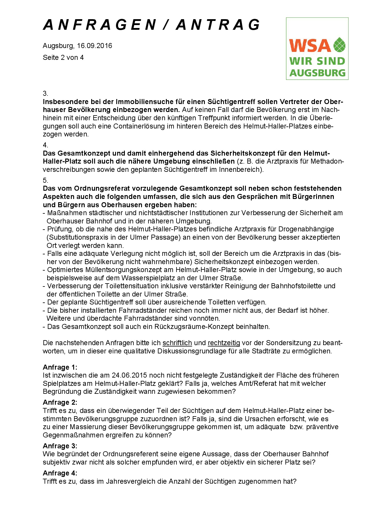WSA-Antrag und -Anfragen vom 16.09.2016 zum Helmut-Haller-Platz, Seite 2